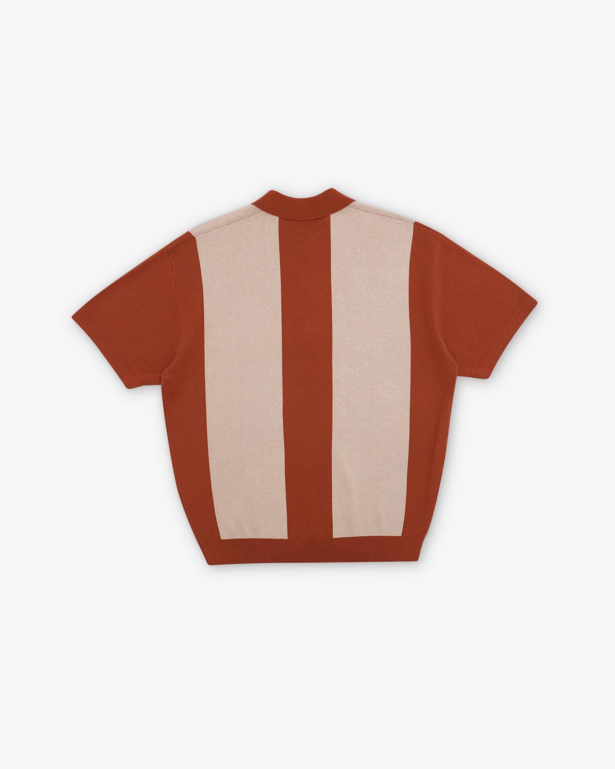 Browne Knit Polo Sweater in oak - front view