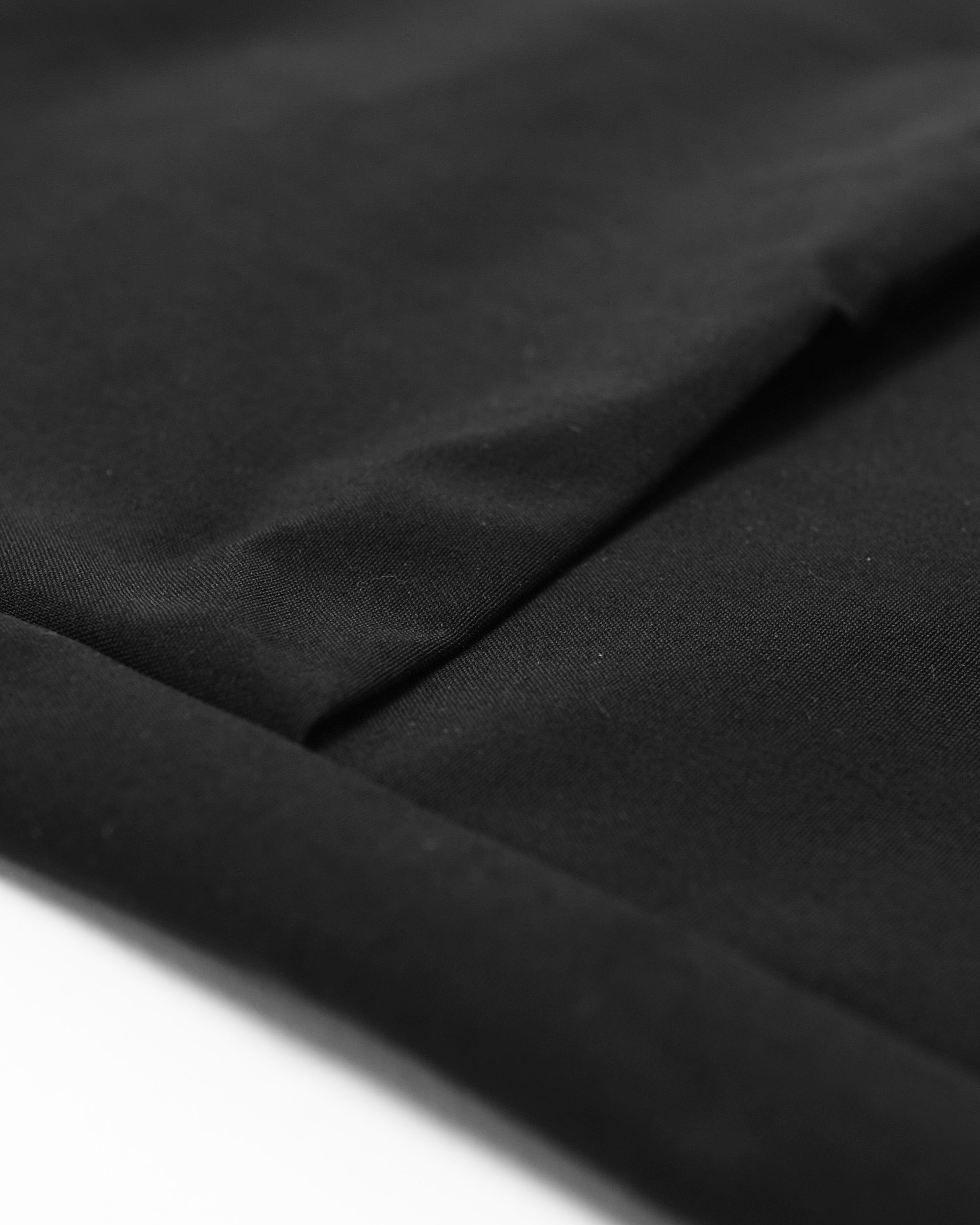 Close-up of black fabric with folds on a white background