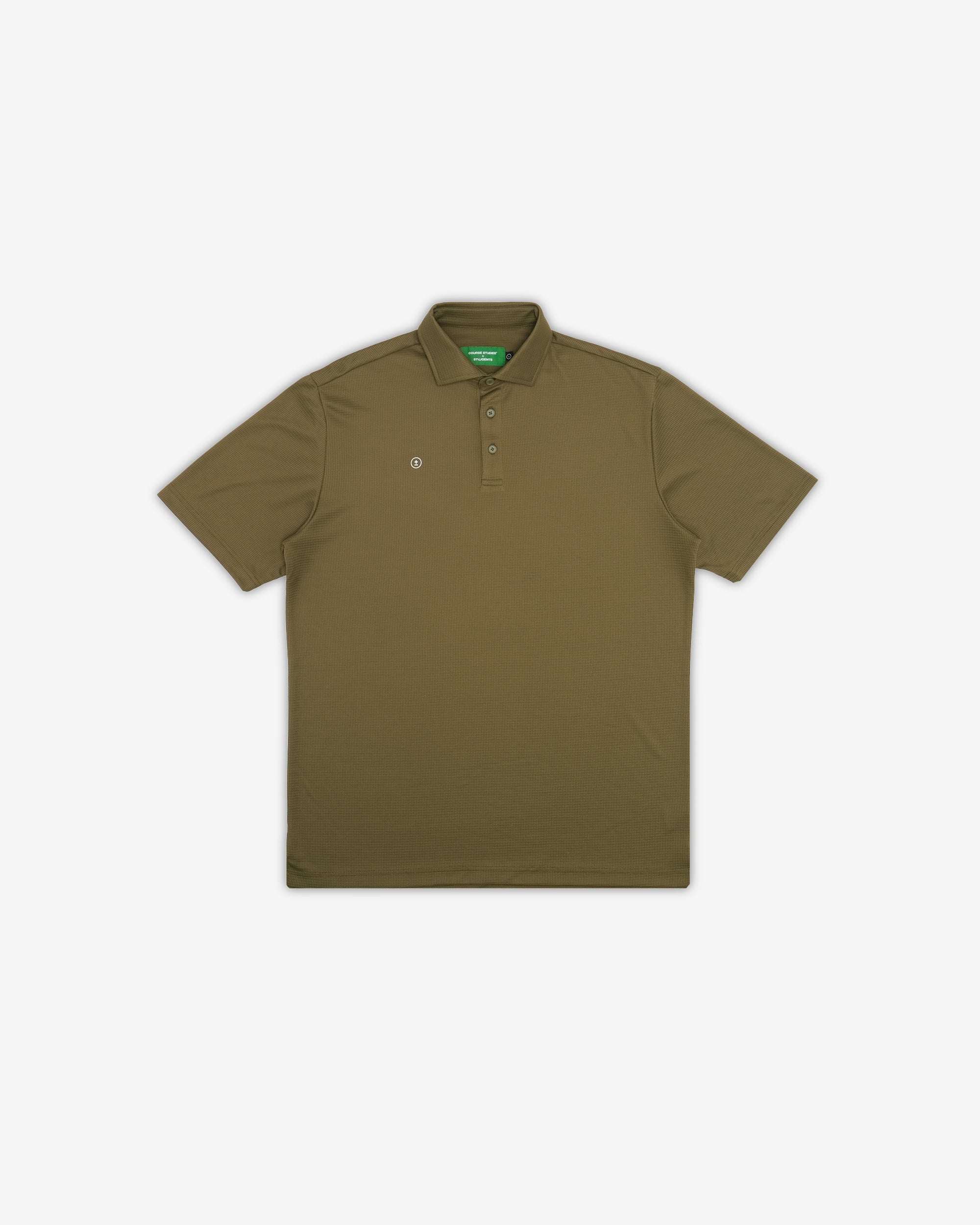 Green polo shirt on a white background