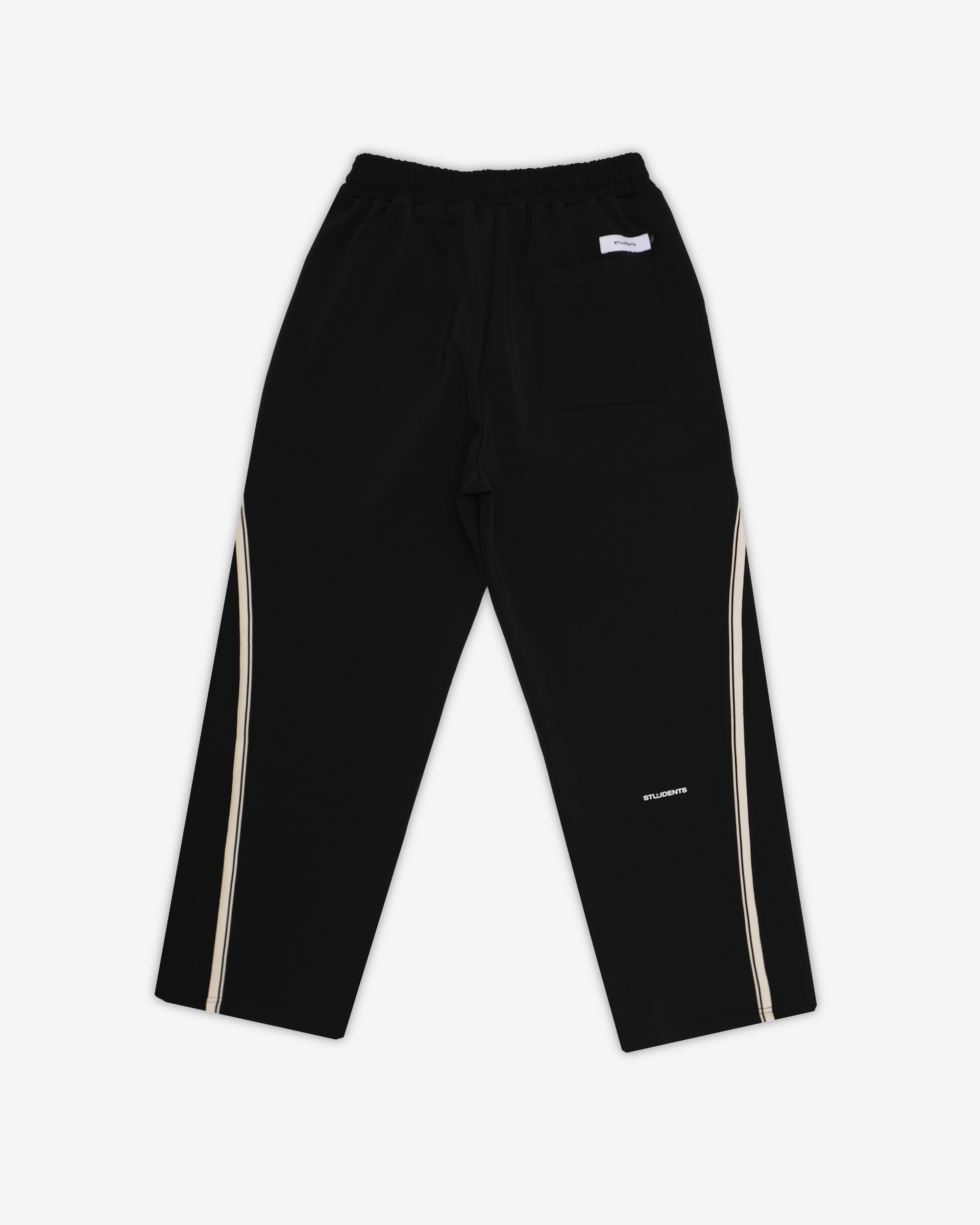 Black pants with white stripes on a white background