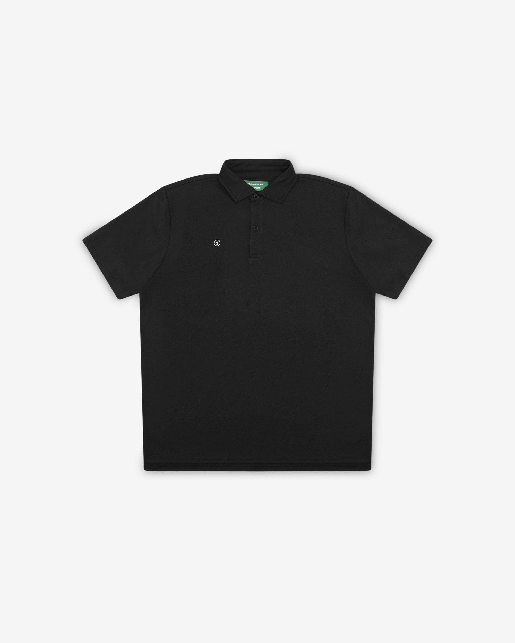 Black polo shirt on a white background