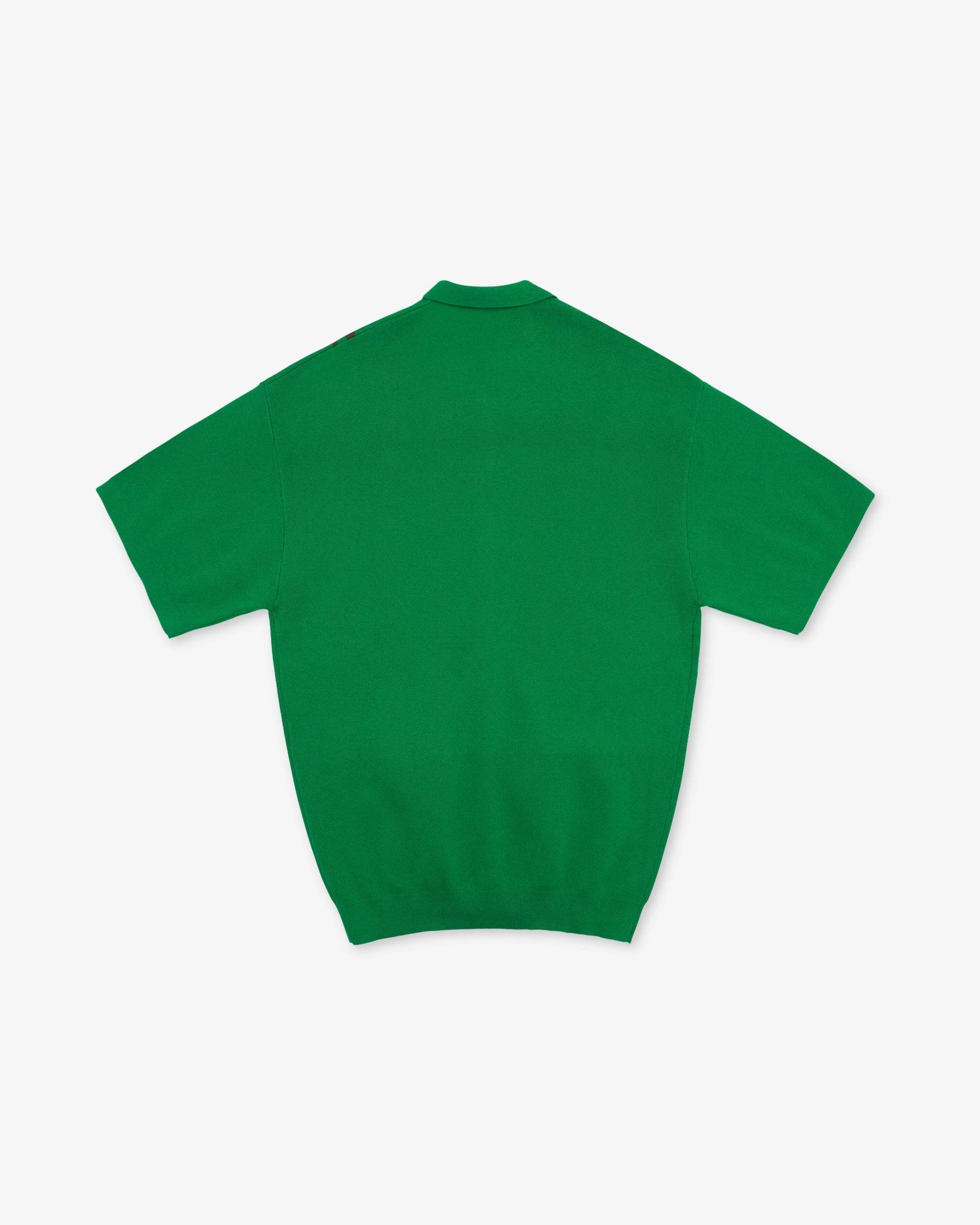 Basil Knit Sweater Polo in green - front view