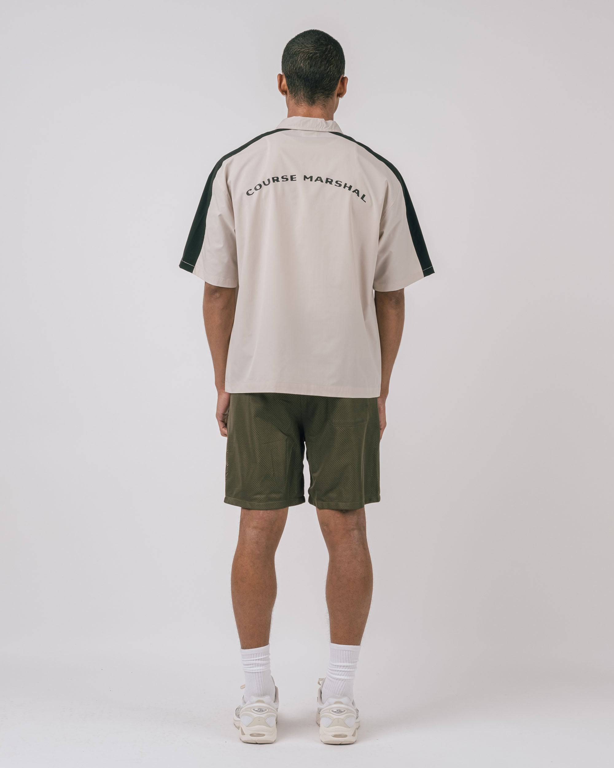 Balfour Poplin Zip Polo in sand - front view