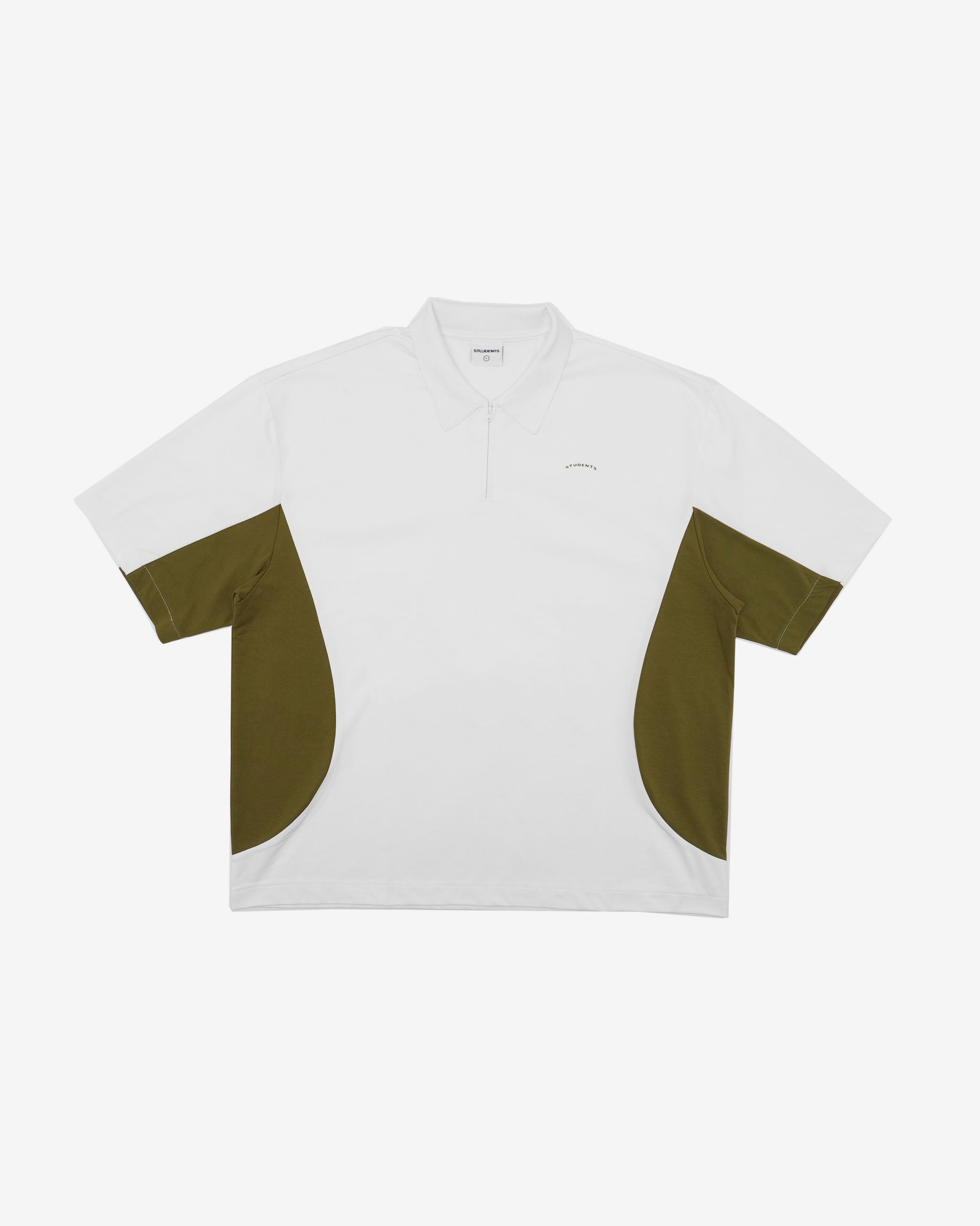 Assistant Jersey Zip Polo Shirt in white - front view