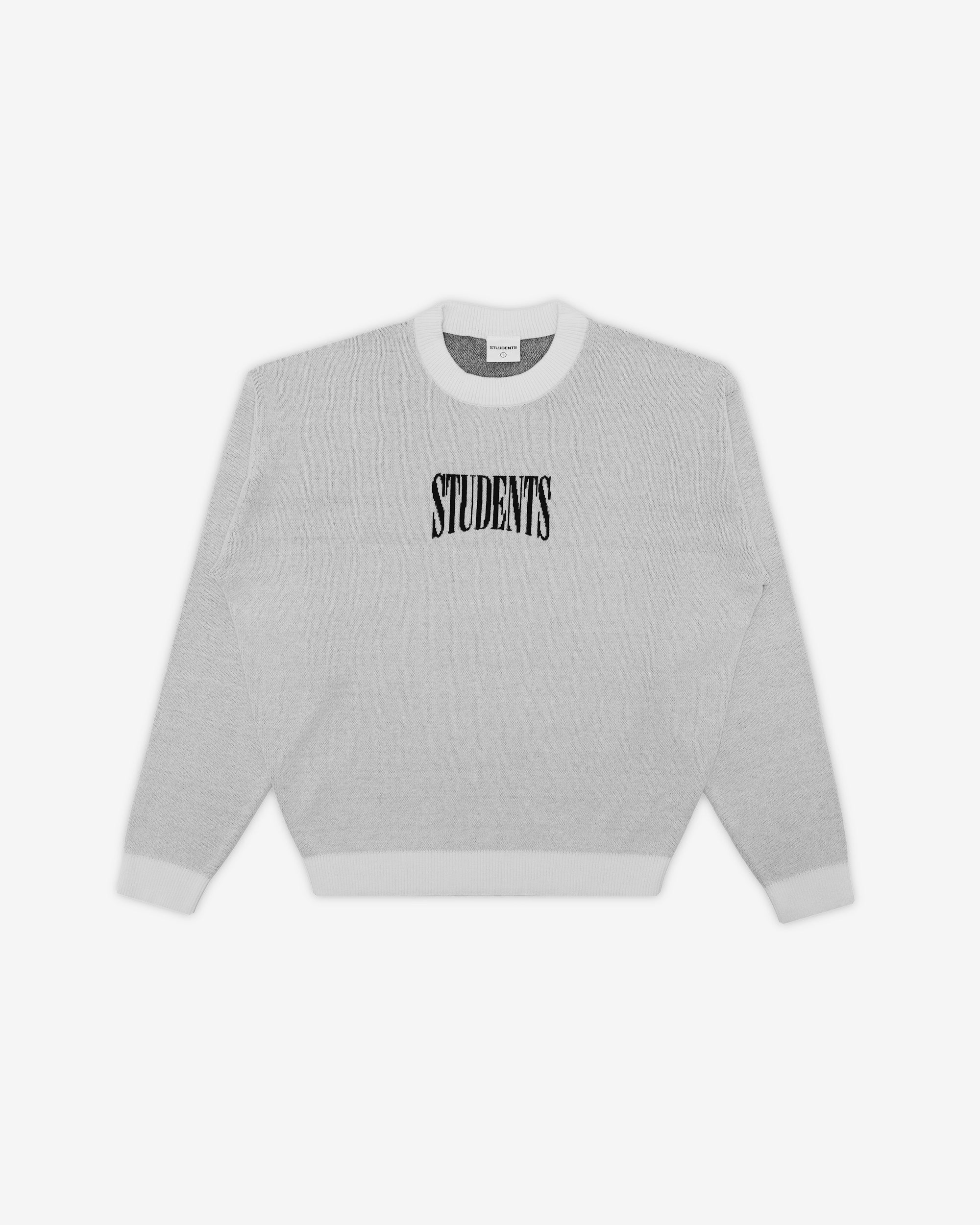 Gray sweatshirt with 'STUDENTS' text on a white background