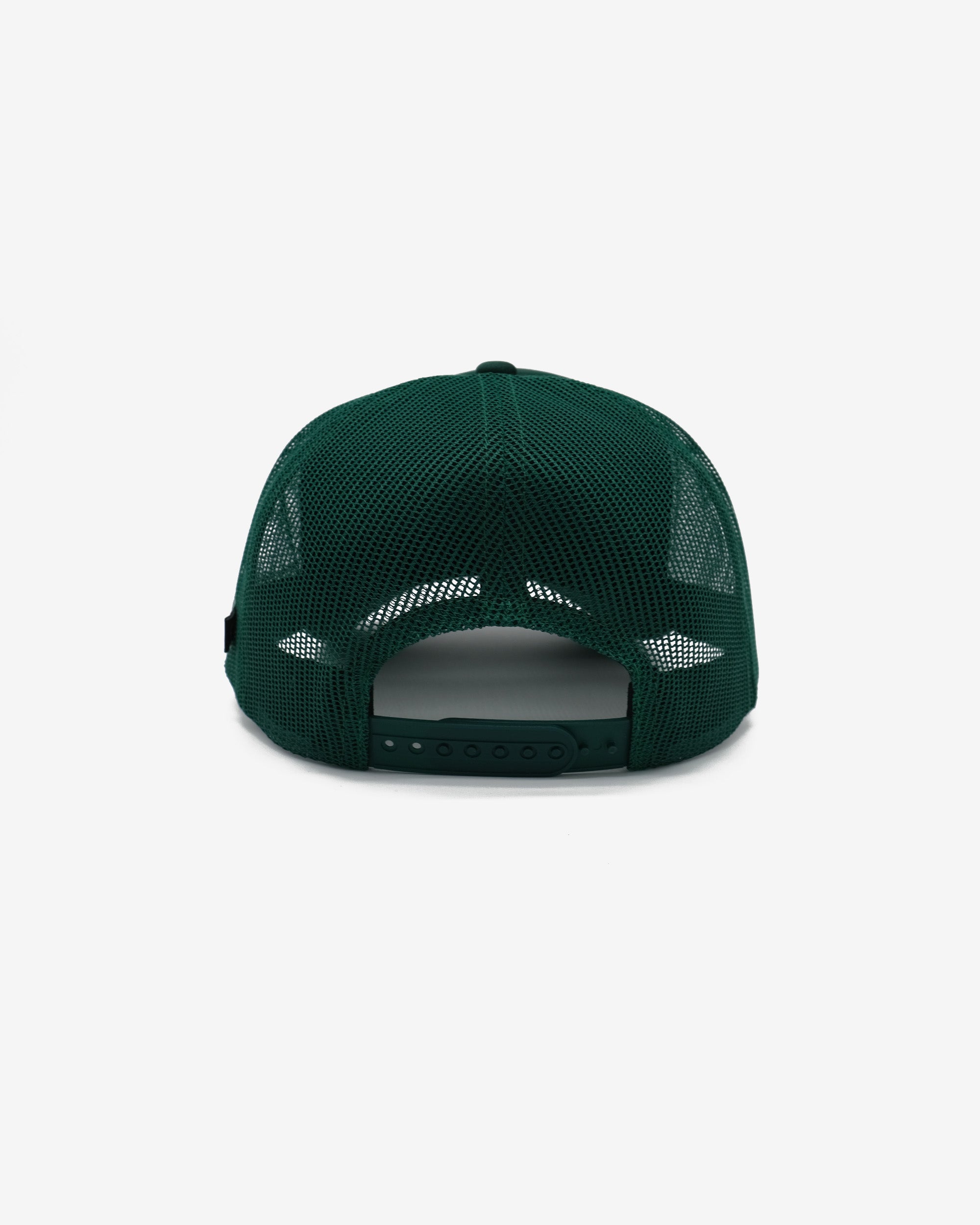 Green mesh cap on a white background