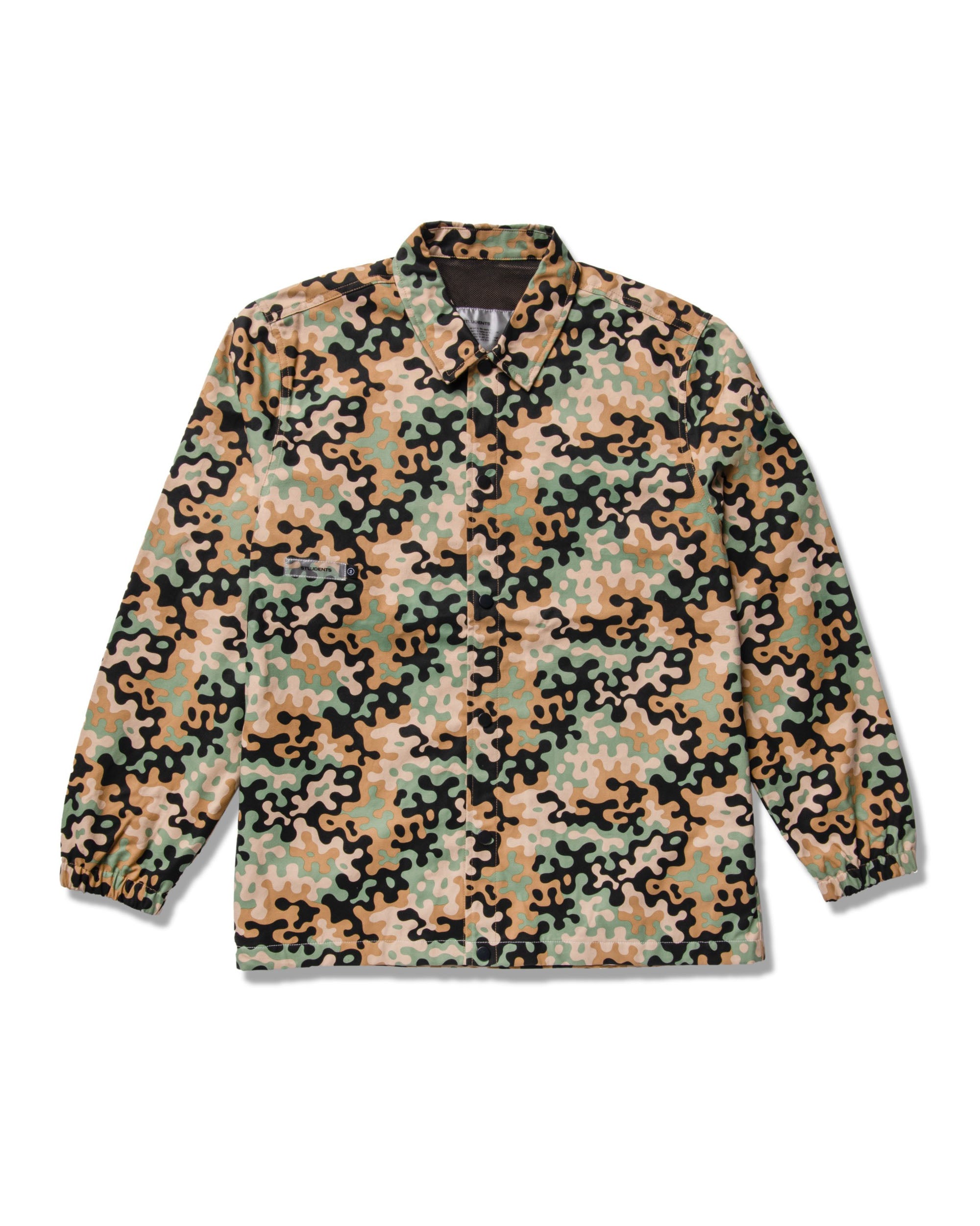 Camouflage-patterned shirt on a white background