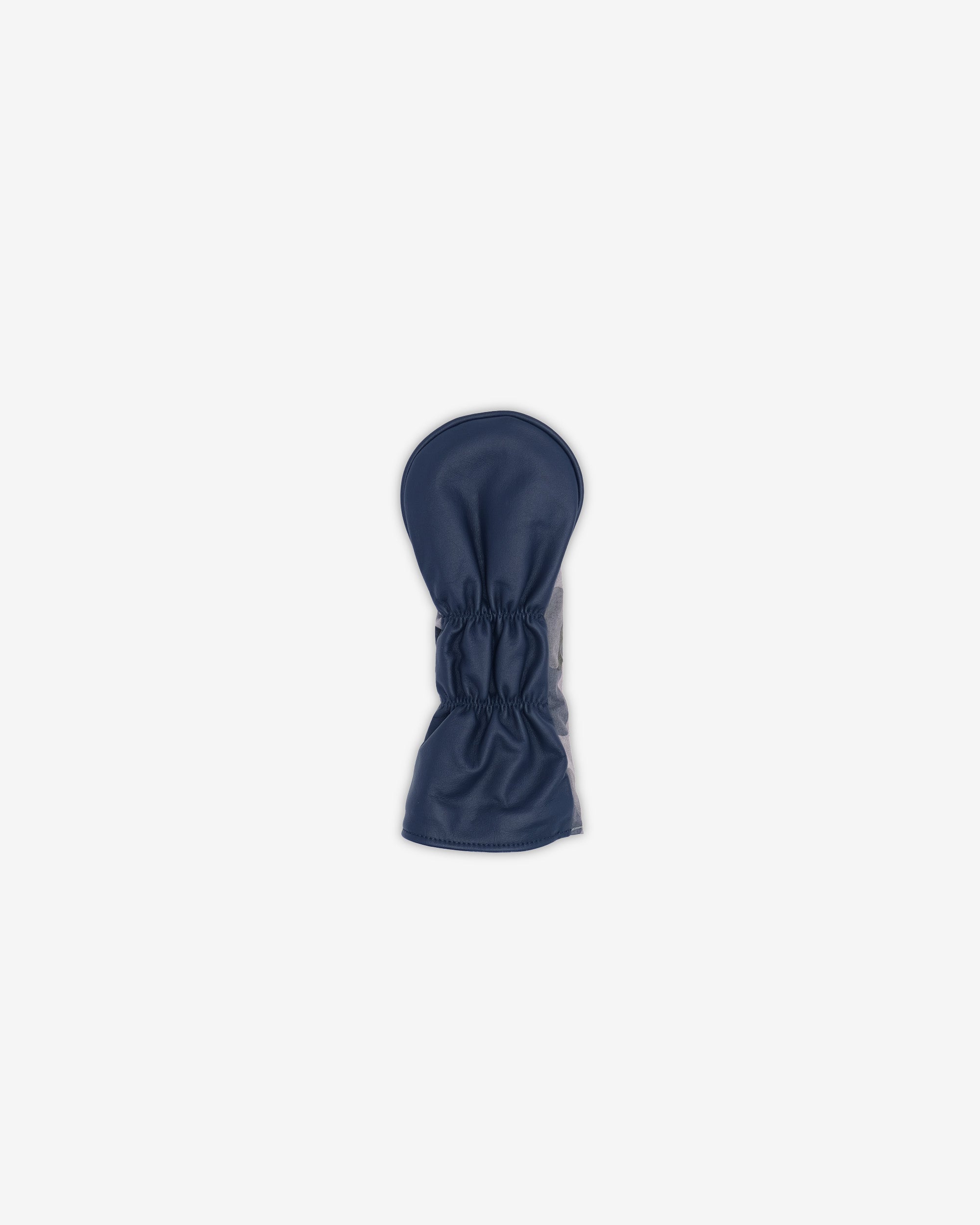 Navy blue head cover top on a light gray background