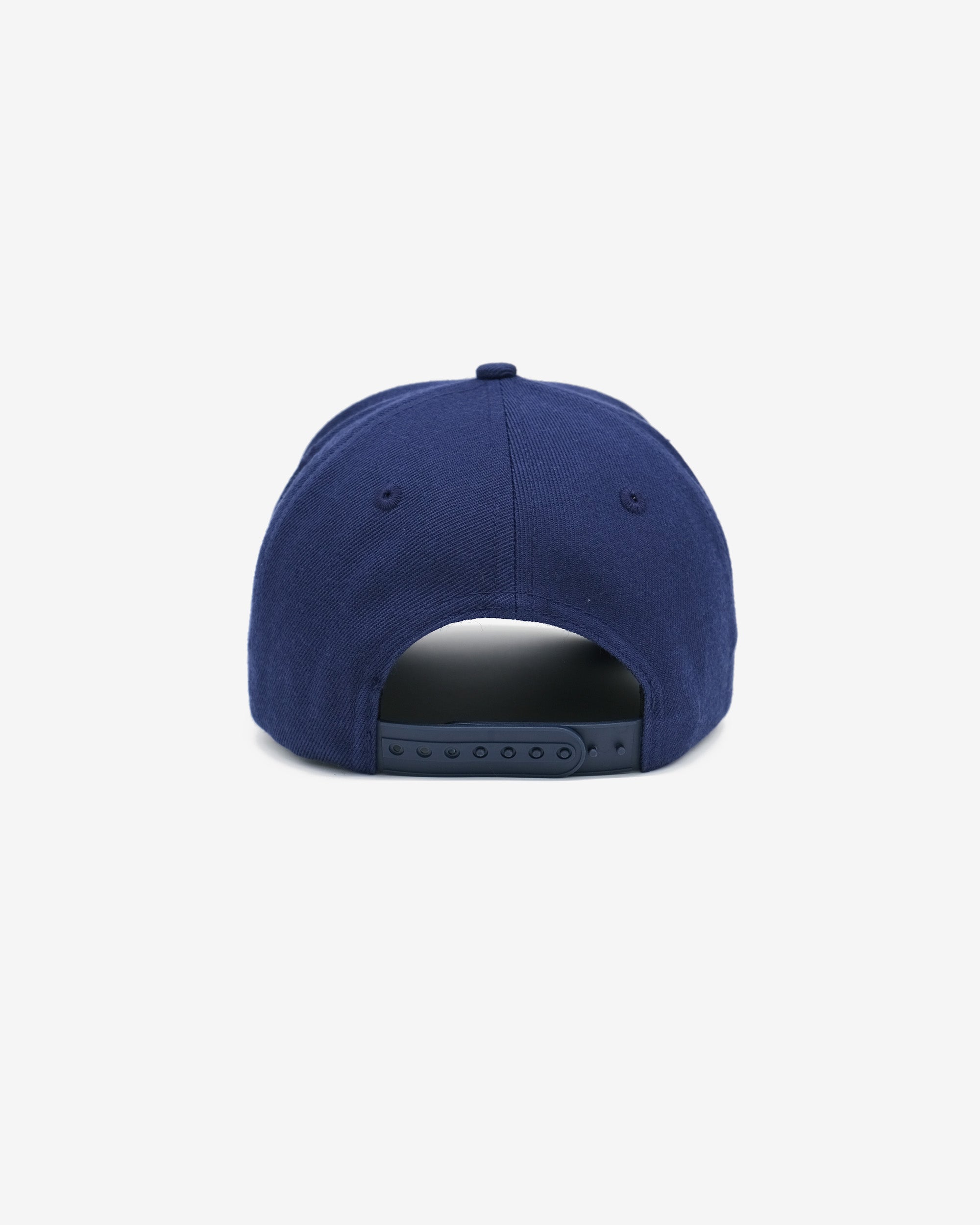 Navy blue baseball cap on a white background