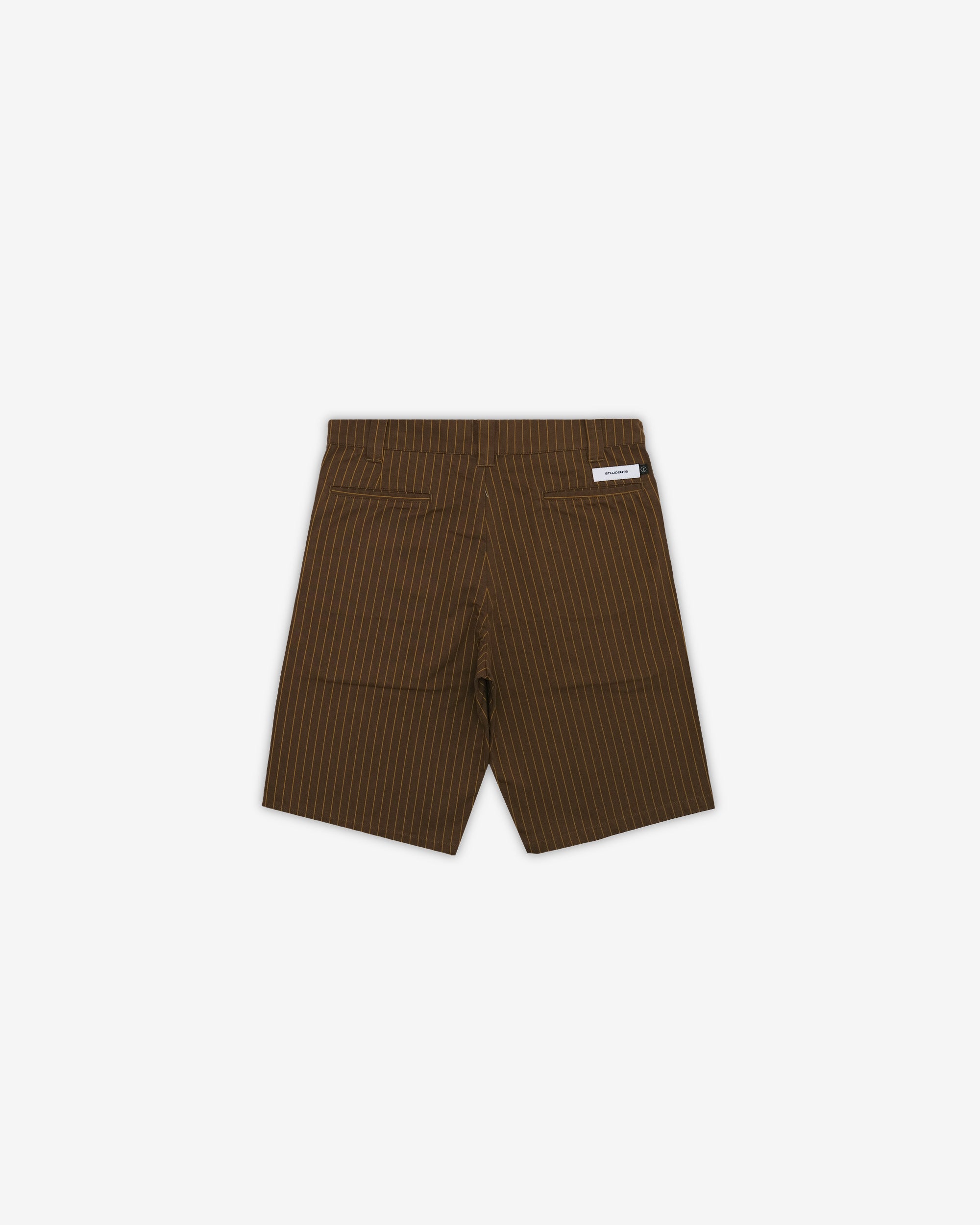 Brown striped shorts on a white background
